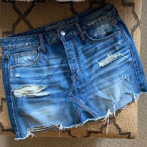 American Eagle Distressed Mini Denim Skirt